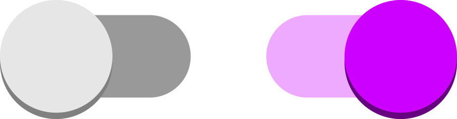 Obraz premium On Off Purple Switch Button Toggle Slider Icon Set. Vector Image.
