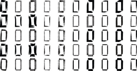 Grunge Rectangular shape bold line black 50 Set