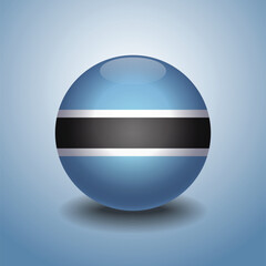 Botswana flag. Round glossy. Isolated on color gradient background