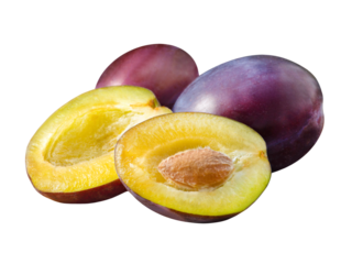 3 Pflaumen und Hintergrund transparent PNG cut out