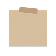 Aesthetic vintage brown paper note. Recycled memo paper with adhesive tape.