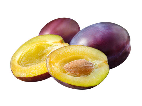 3 Pflaumen und Hintergrund transparent PNG cut out