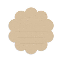 Vintage scalloped brown paper note illustration. Recycled memo paper with adhesive tape template.