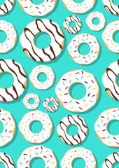 Seamless background with donuts.Eps 10 vector.