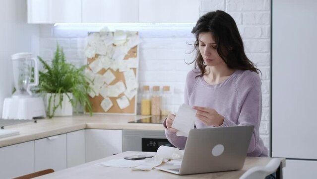 economical woman work on phone calculator at home pay bills taxes on gadget online, provident female calculate finances expenditures, manage plan family household budget on phone