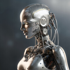 Robot woman. AI generative.