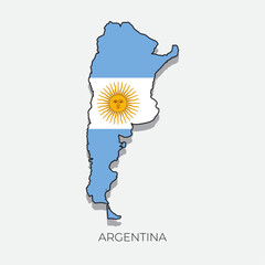 Argentina map and flag. Detailed silhouette vector illustration