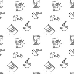 Vector repeating seamless pattern of TV set, omelet, cooking, for wallpapers, wrappers, postcards, backgrounds