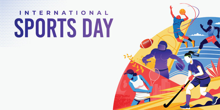 Sports Illustration Vector. Sports Day Banner Background Vector