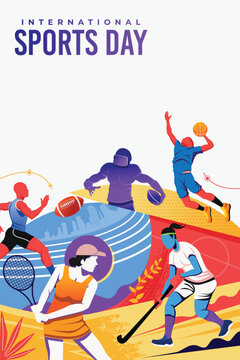 Sports Illustration Vector. Sports Day Banner Background Vector
