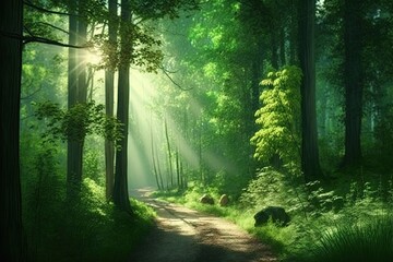 Fototapeta premium Beautiful green forest