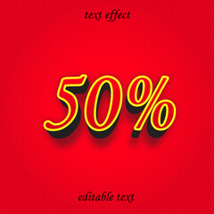 Fifty percent editable 3d style text style effect 