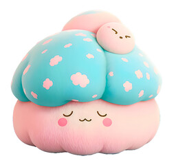 Cute soft fluffy squishmallow kawai sleeping mushroom - generative AI