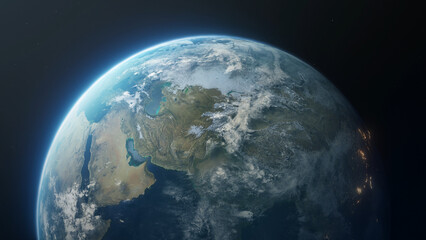 Realistic Earth In The Space 