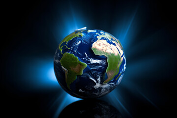 Fototapeta na wymiar Green planet Earth with recycling symbol. Generative ai.