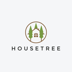 house tree  with circle logo design