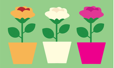 set of flowers in pots, Roses vector