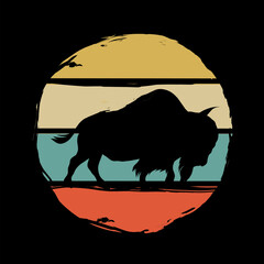 illustration vector of bison at sunset perfect for print,apparel,etc © Alif17