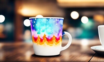 Delicious Coffee Latte With Beautiful Colors, Fantasy Coffee Art