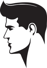Silhouette of a fashion man head on a white background. 