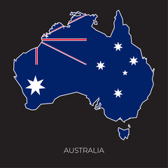 Australia map and flag. Detailed silhouette vector illustration
