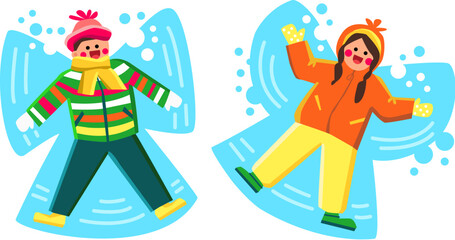 kid snow angel vector