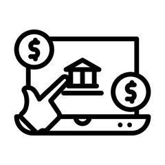 online banking, laptop icon