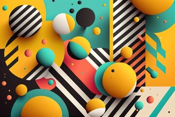 Trendy and colorful geometric composition vector pattern, generative AI