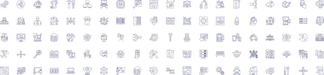 Data line icons signs set. Design collection of Data, Analytics, Analysis, Storage, Records, Collection, Database, Processing outline concept vector illustrations