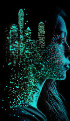 Head floating over into data / Daten kopf