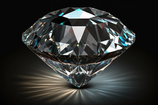 3D rendering illustration. Diamonds in a circle on a black background, generative AI