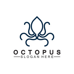 Octopus simple modern line art logo design-vector illustration