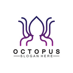 Octopus simple modern line art logo design-vector illustration