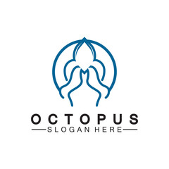 Octopus simple modern line art logo design-vector illustration