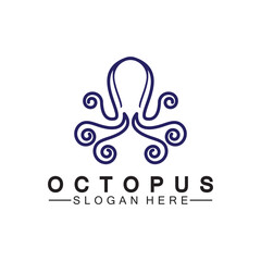 Octopus simple modern line art logo design-vector illustration