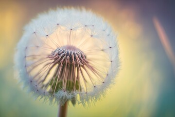 A beautiful close-up photograph of a dandelion with a blurred background. Generated by AI