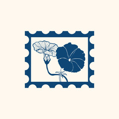 Minimalistic flower graphic sketch drawing, black icon, stamp, trendy tattoo design, floral botanic elements vector illustration.