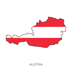 Fototapeta premium Austria map and flag. Detailed silhouette vector illustration