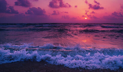 Fototapeta na wymiar Landscape of nature with a sunset over the sea