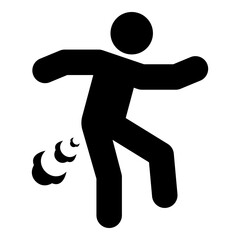 Man farts break wind farting bloating gas cloud stench bad smell flatulency icon black color vector illustration image flat style
