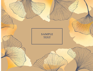 1363_Vector background with ginkgo leaves, hand drawn watercolor texture