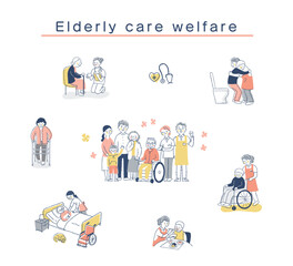 さまざまな介護福祉のイメージ　セット