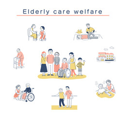 さまざまな介護福祉のイメージ　セット