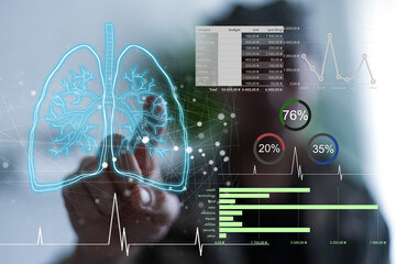 Medicine doctor touching icon medical network connection with modern virtual screen interface,...