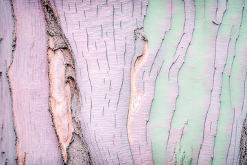 Close-up shot of the texture of a tree with pink bark. Generated by AI.