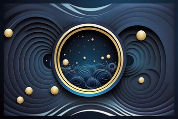 Futuristic abstract banner with abstract water ring, generative AI