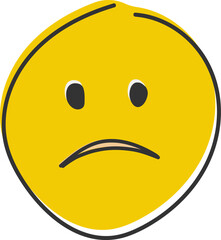 Fototapeta premium Confused emoji. Nonplussed emoticon with frowned lips. Hand drawn, flat style emoticon.