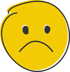 Fototapeta premium Confused emoji. Nonplussed emoticon with frowned lips. Hand drawn, flat style emoticon.