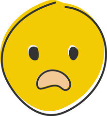 Astonished emoji. Shocked emoticon with gasping face. Hand drawn, flat style emoticon. Hand drawn, flat style emoticon.