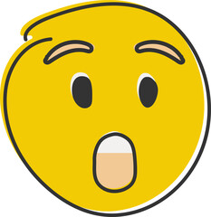 Astonished emoji. Shocked emoticon with gasping face. Hand drawn, flat style emoticon. Hand drawn, flat style emoticon.